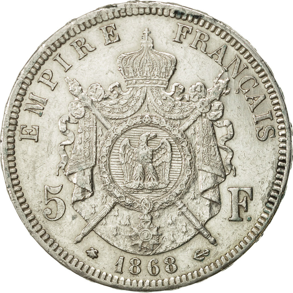 France, Napoleon III, Napoléon III, 5 Francs, 1868, Paris, EF(40-45), Silver