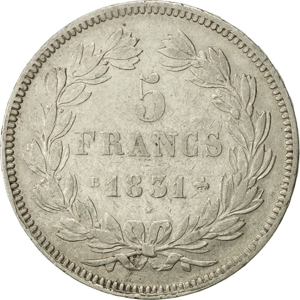 France, Louis-Philippe, 5 Francs, 1831, Rouen, EF(40-45), Silver, KM:735.2