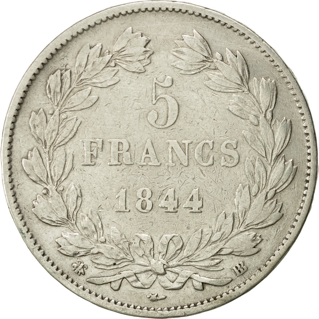 Monnaie, France, Louis-Philippe, 5 Francs, 1844, Strasbourg, TTB, Argent