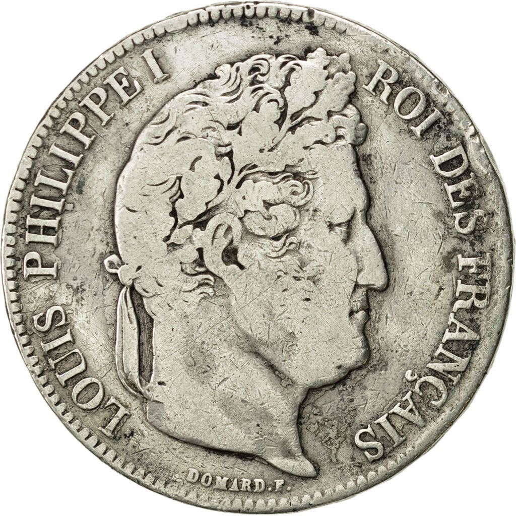 Moneta, Francia, Louis-Philippe, 5 Francs, 1836, Rouen, MB, Argento, KM:749.2