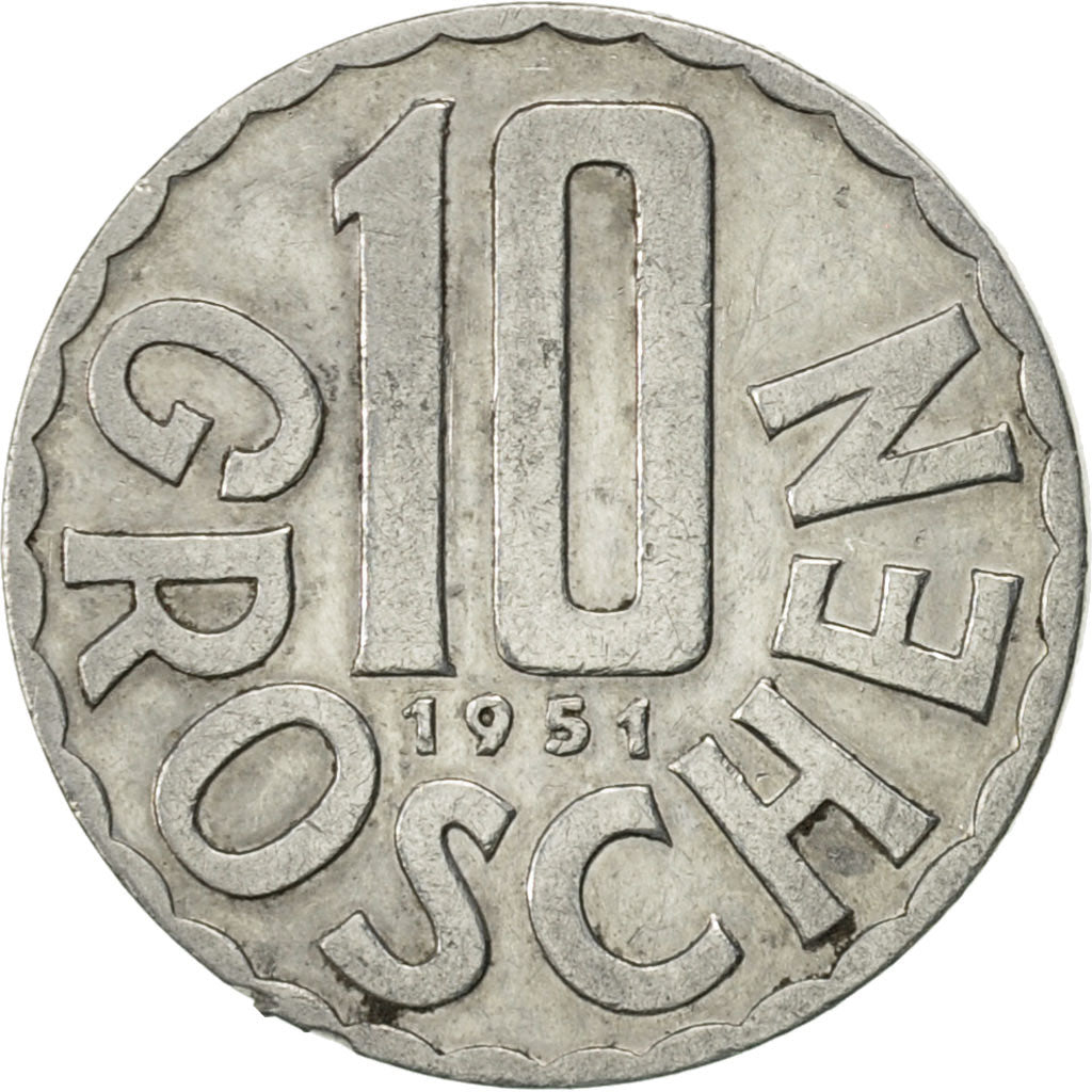 Moneta, Austria, 10 Groschen, 1951, Vienna, SPL-, Alluminio, KM:2878