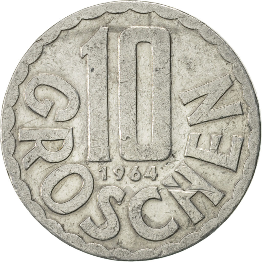 Coin, Austria, 10 Groschen, 1964, Vienna, AU(55-58), Aluminum, KM:2878