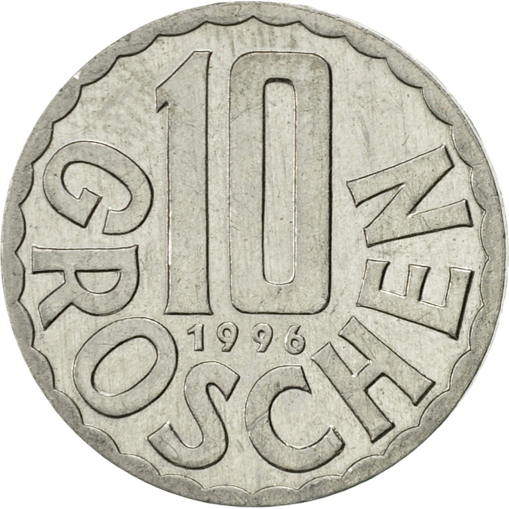 Coin, Austria, 10 Groschen, 1996, Vienna, AU(55-58), Aluminum, KM:2878