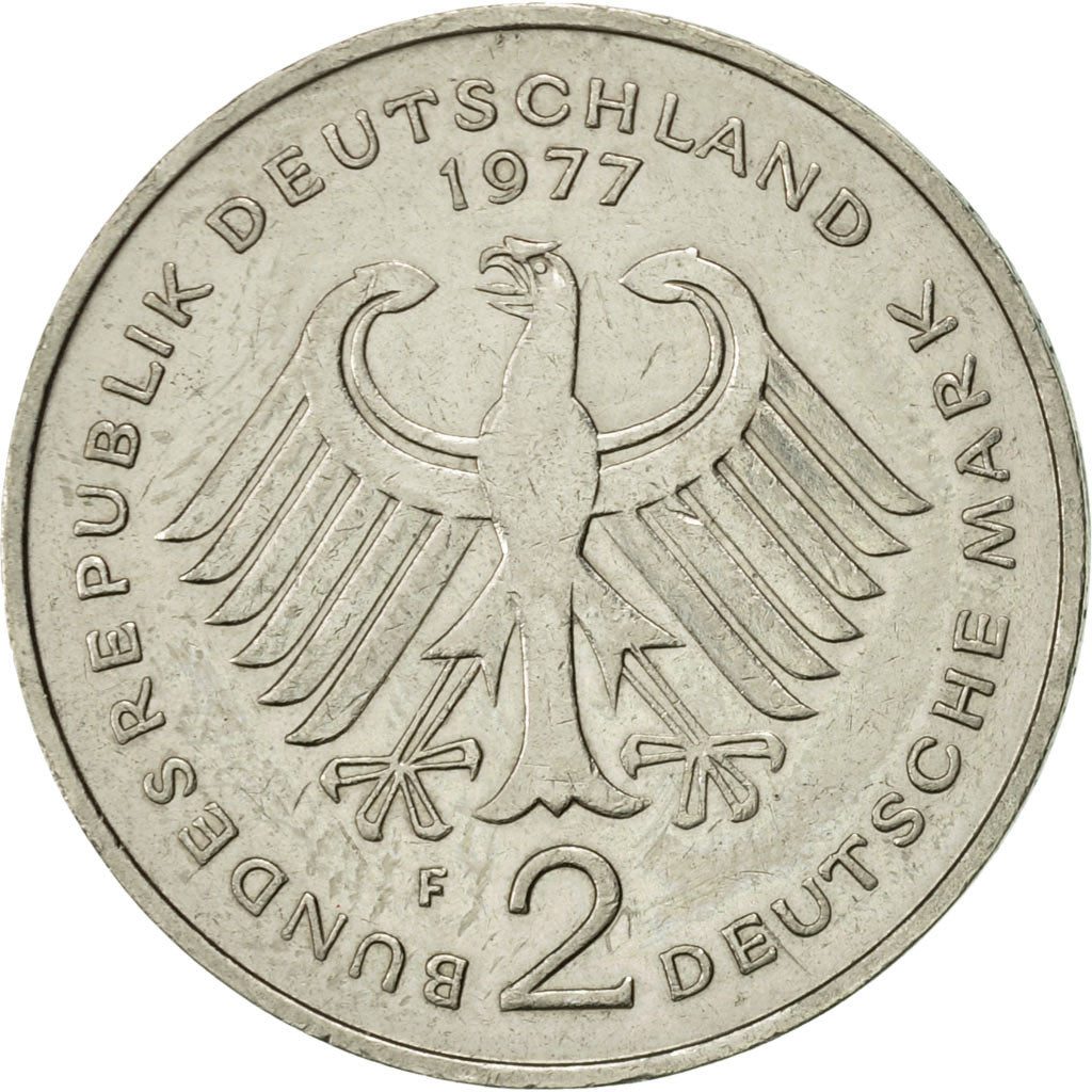 Coin, GERMANY - FEDERAL REPUBLIC, 2 Mark, 1977, Stuttgart, AU(55-58)
