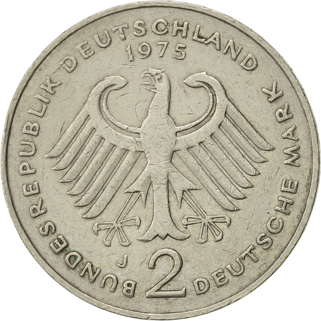 Bundesrepublik Deutschland, 2 Mark, 1975, Hambourg, VZ, Copper-Nickel Clad