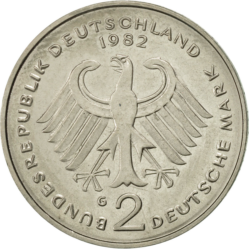 GERMANY - FEDERAL REPUBLIC, 2 Mark, 1982, Karlsruhe, AU(55-58), Copper-Nickel