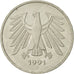 Moneta, GERMANIA - REPUBBLICA FEDERALE, 5 Mark, 1991, Hambourg, BB+, Nichel