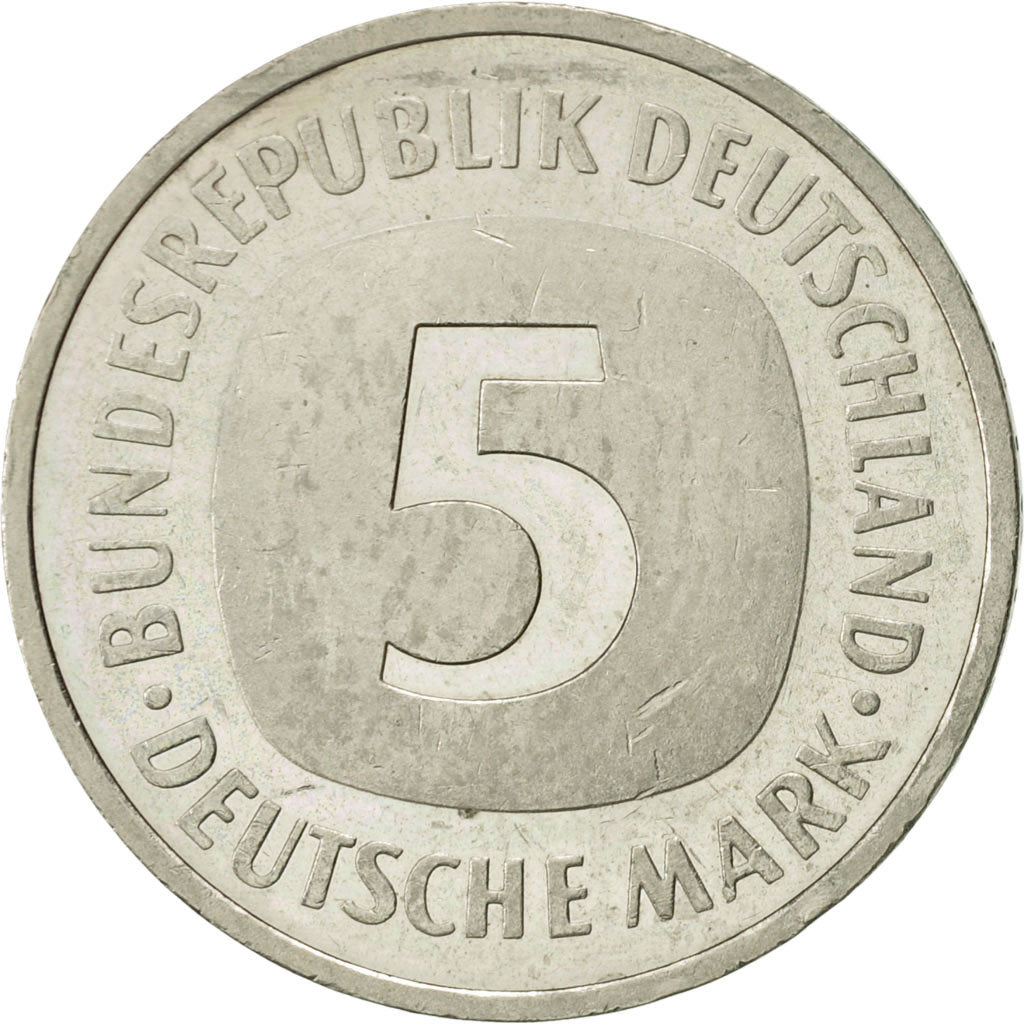 Moneta, GERMANIA - REPUBBLICA FEDERALE, 5 Mark, 1991, Hambourg, BB+, Nichel