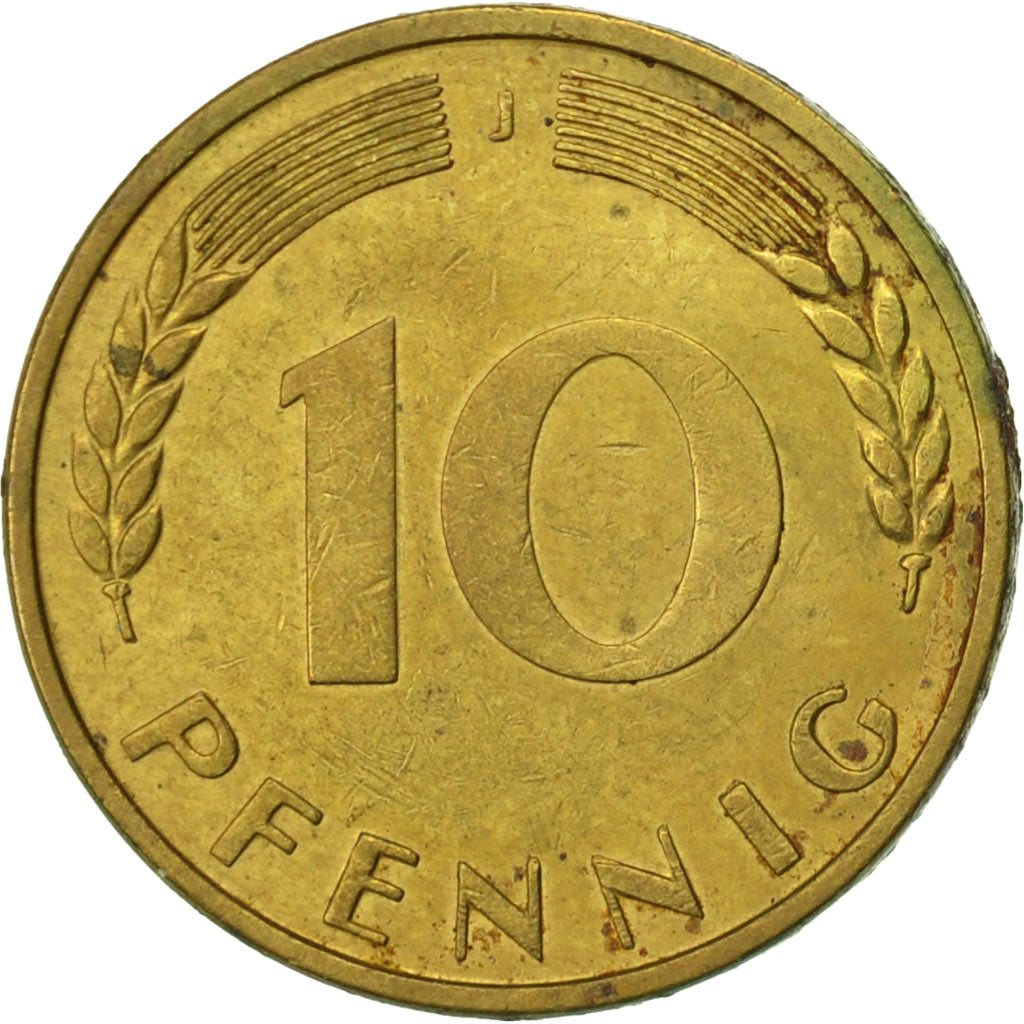 Coin, GERMANY - FEDERAL REPUBLIC, 10 Pfennig, 1967, Hambourg, AU(50-53), Brass