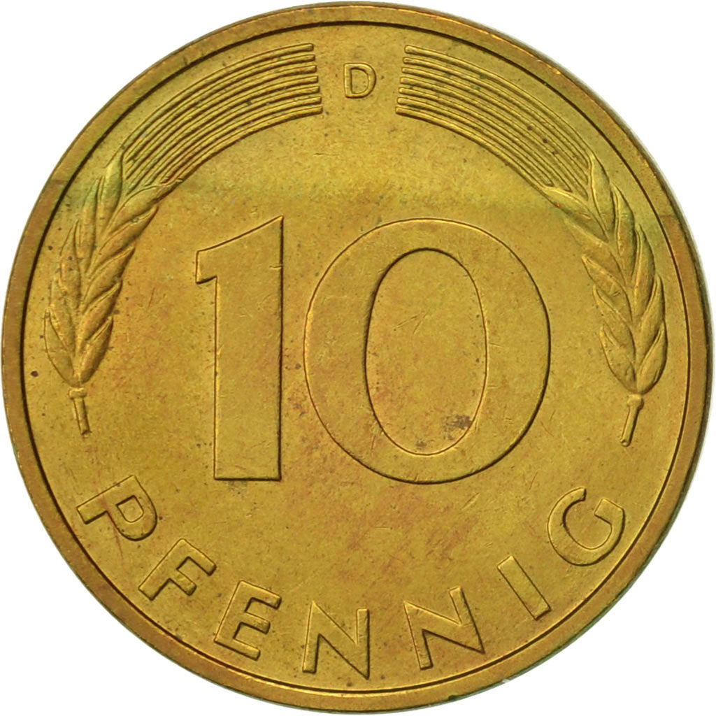 Coin, GERMANY - FEDERAL REPUBLIC, 10 Pfennig, 1983, Munich, AU(50-53), Brass