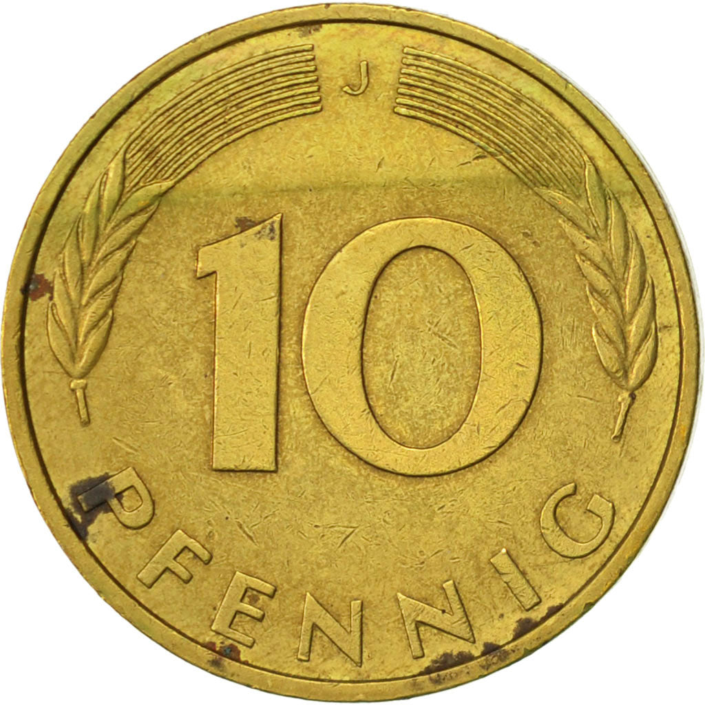 Coin, GERMANY - FEDERAL REPUBLIC, 10 Pfennig, 1982, Hambourg, AU(50-53), Brass