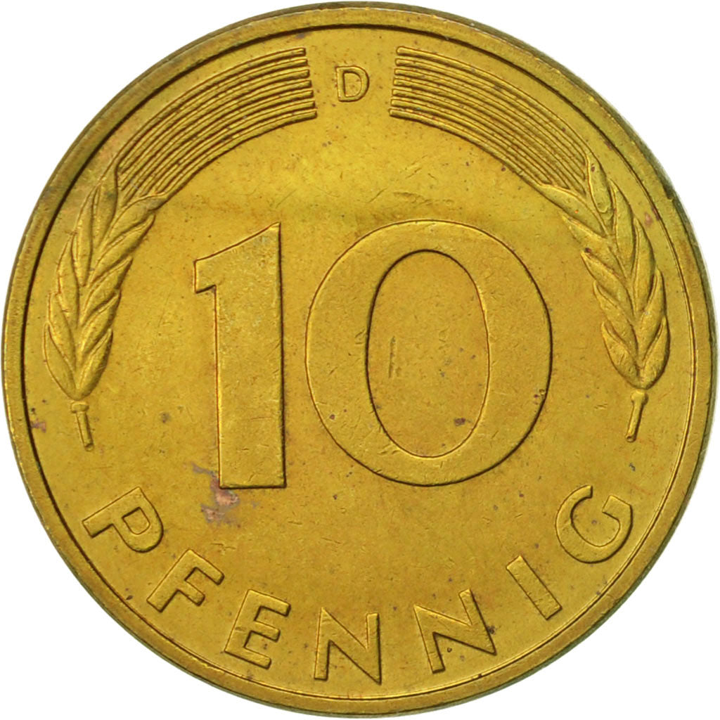 Munten, Federale Duitse Republiek, 10 Pfennig, 1984, Munich, ZF+, Brass Clad