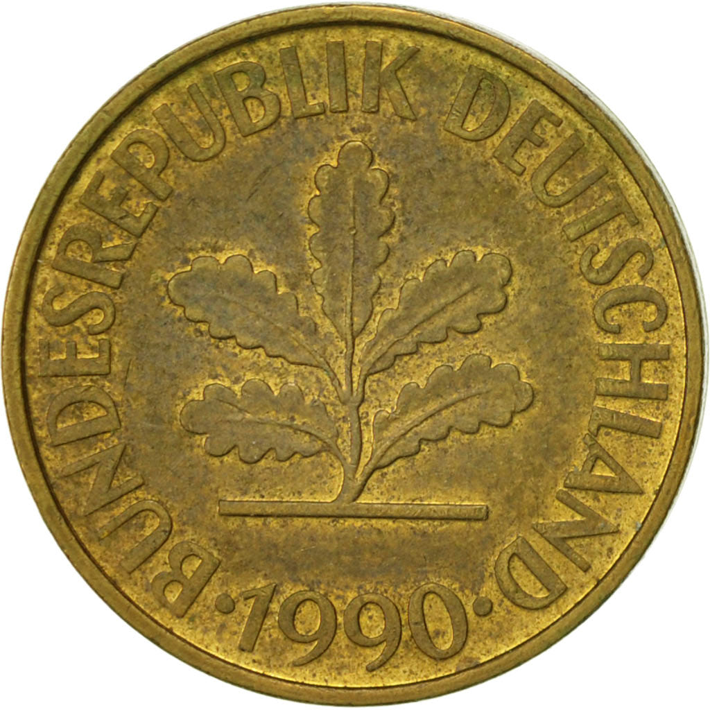Coin, GERMANY - FEDERAL REPUBLIC, 10 Pfennig, 1990, Berlin, AU(50-53), Brass