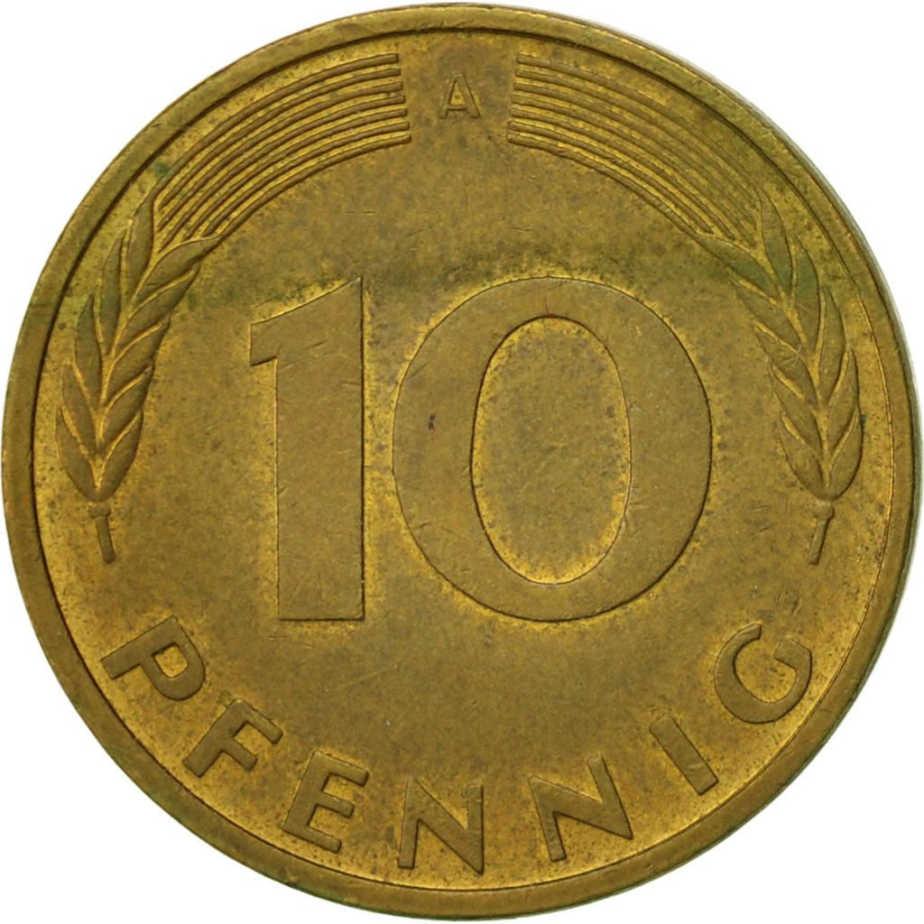 Coin, GERMANY - FEDERAL REPUBLIC, 10 Pfennig, 1990, Berlin, AU(50-53), Brass