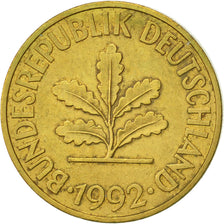 Münze, Bundesrepublik Deutschland, 10 Pfennig, 1992, Karlsruhe, SS+, Brass Clad