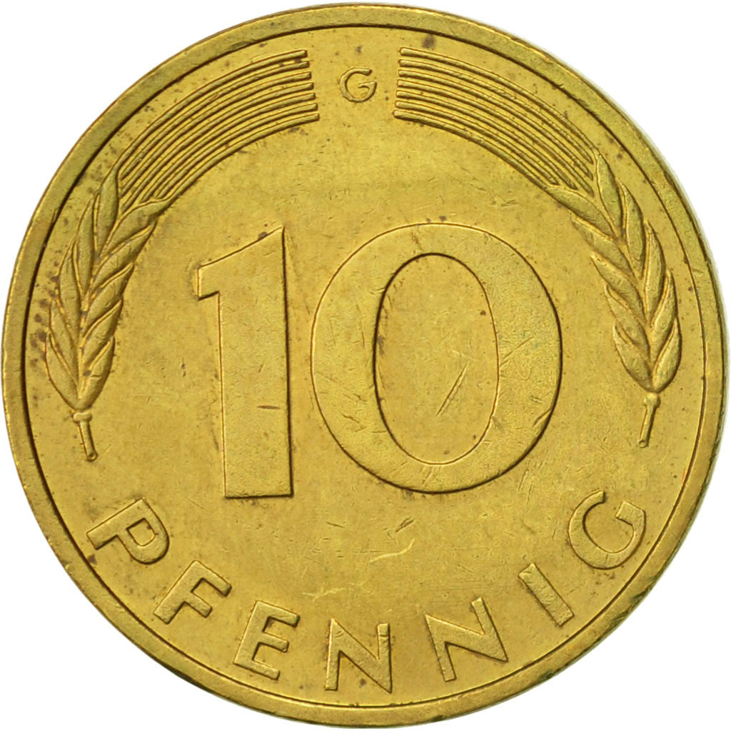 Münze, Bundesrepublik Deutschland, 10 Pfennig, 1992, Karlsruhe, SS+, Brass Clad