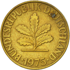 Münze, Bundesrepublik Deutschland, 10 Pfennig, 1975, Munich, SS+, Brass Clad