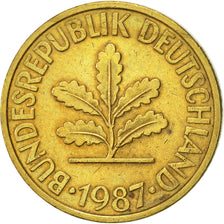 Coin, GERMANY - FEDERAL REPUBLIC, 10 Pfennig, 1987, Hambourg, AU(50-53), Brass
