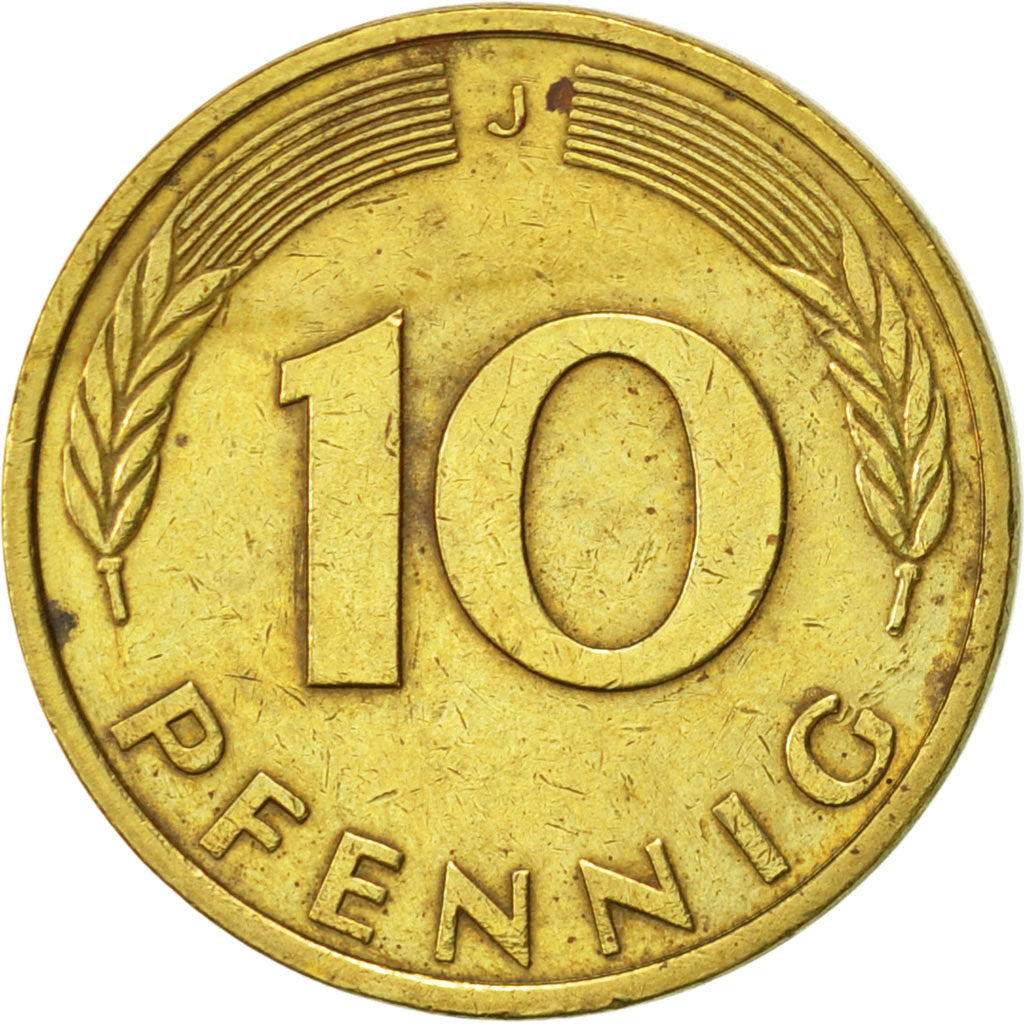 Coin, GERMANY - FEDERAL REPUBLIC, 10 Pfennig, 1987, Hambourg, AU(50-53), Brass