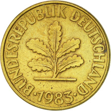 Münze, Bundesrepublik Deutschland, 10 Pfennig, 1983, Stuttgart, SS+, Brass Clad