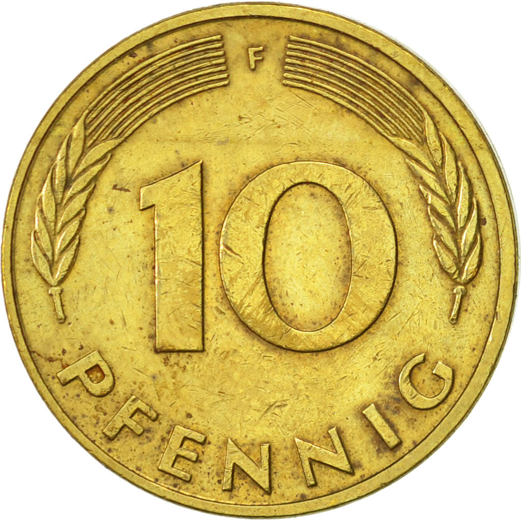 Münze, Bundesrepublik Deutschland, 10 Pfennig, 1983, Stuttgart, SS+, Brass Clad