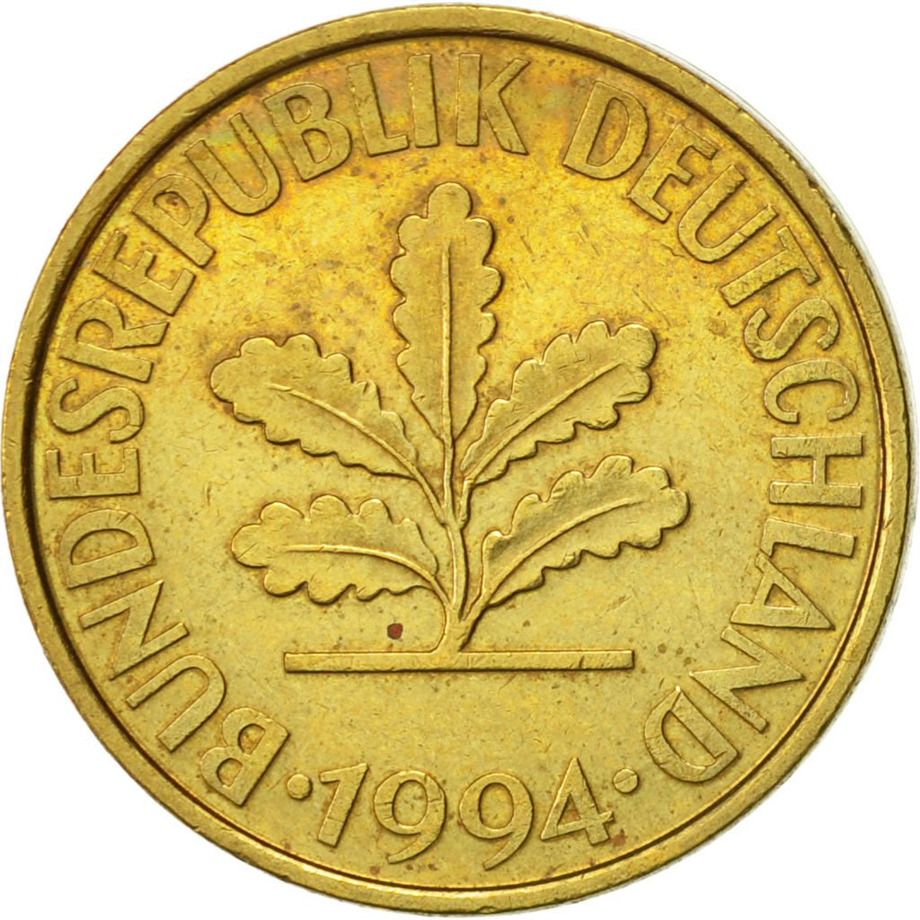 Moneta, GERMANIA - REPUBBLICA FEDERALE, 10 Pfennig, 1994, Berlin, BB+, Acciaio