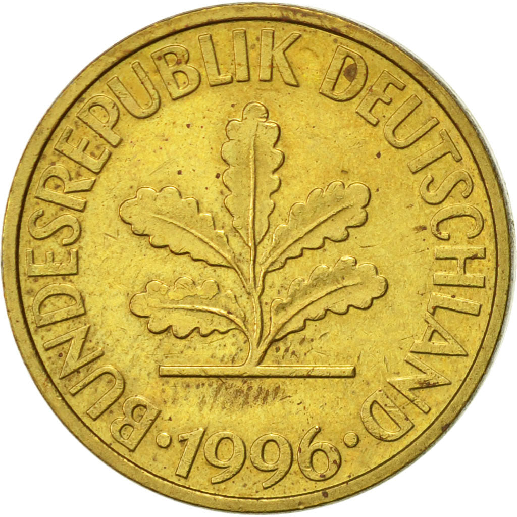 Munten, Federale Duitse Republiek, 10 Pfennig, 1996, Stuttgart, ZF+, Brass Clad
