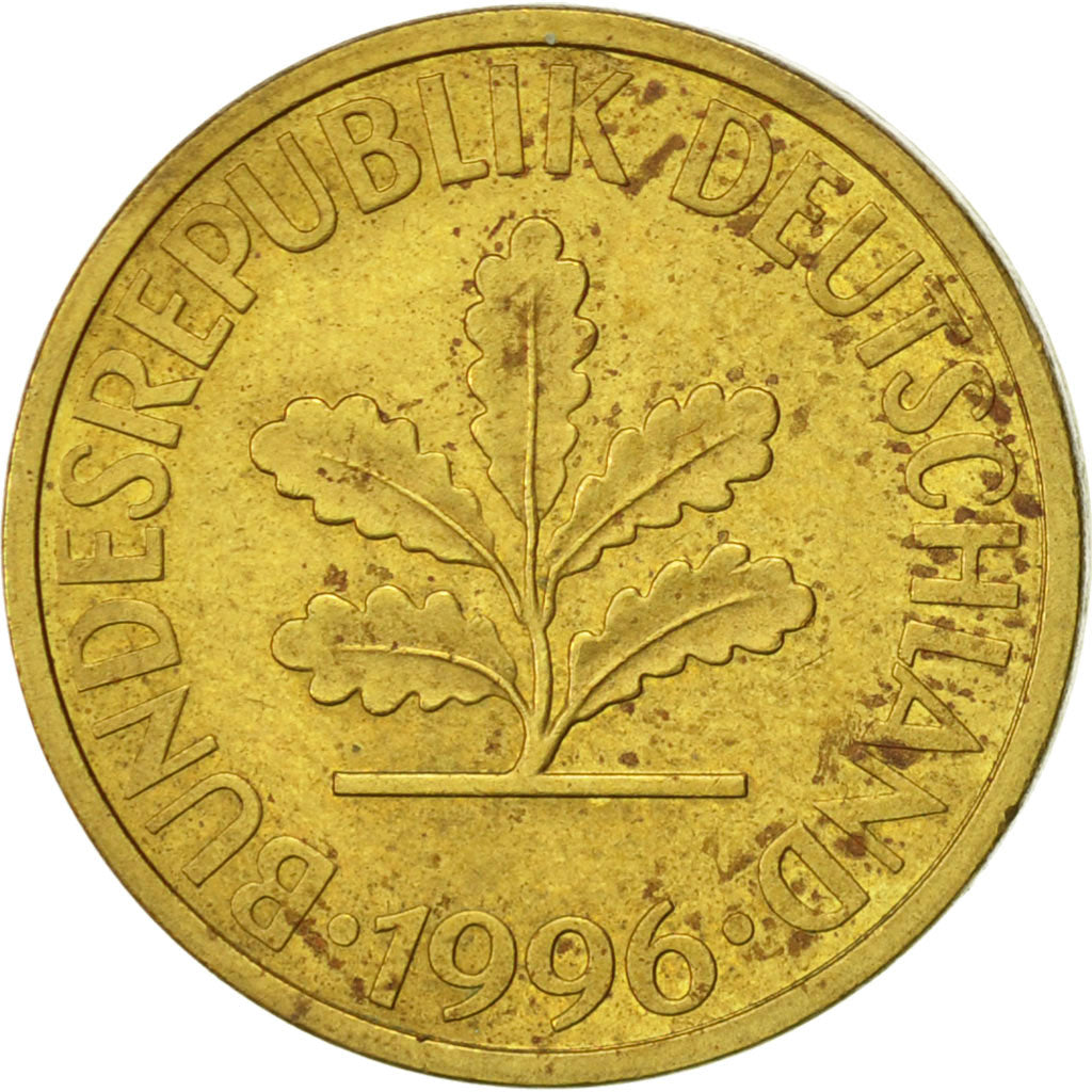 Münze, Bundesrepublik Deutschland, 10 Pfennig, 1996, Karlsruhe, SS+, Brass Clad