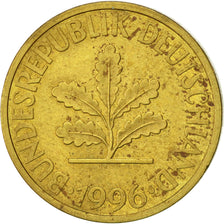 Münze, Bundesrepublik Deutschland, 10 Pfennig, 1996, Karlsruhe, SS+, Brass Clad