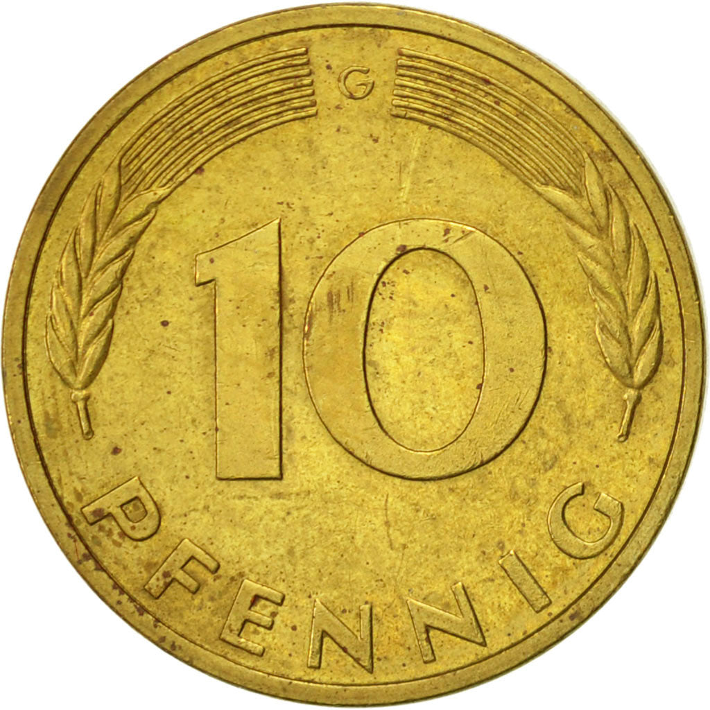 Münze, Bundesrepublik Deutschland, 10 Pfennig, 1996, Karlsruhe, SS+, Brass Clad
