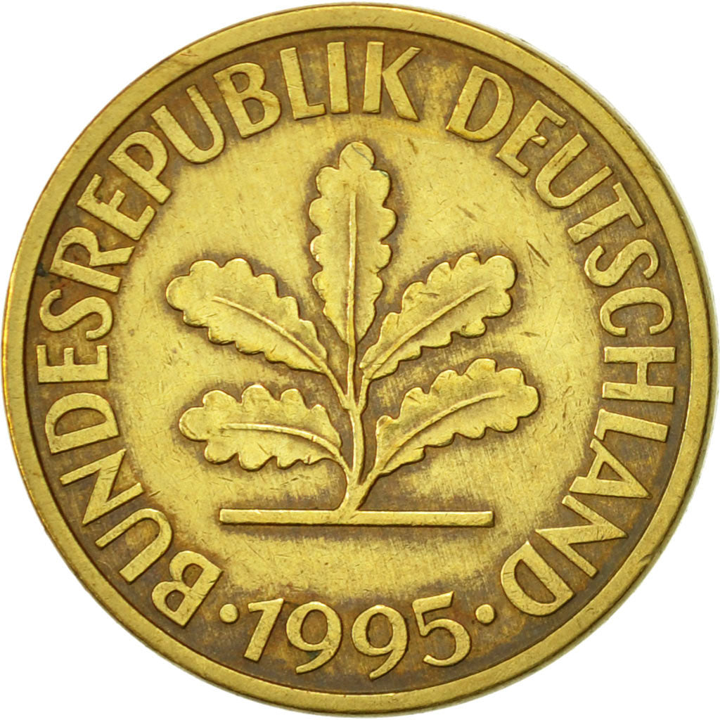 Coin, GERMANY - FEDERAL REPUBLIC, 10 Pfennig, 1995, Munich, AU(50-53), Brass