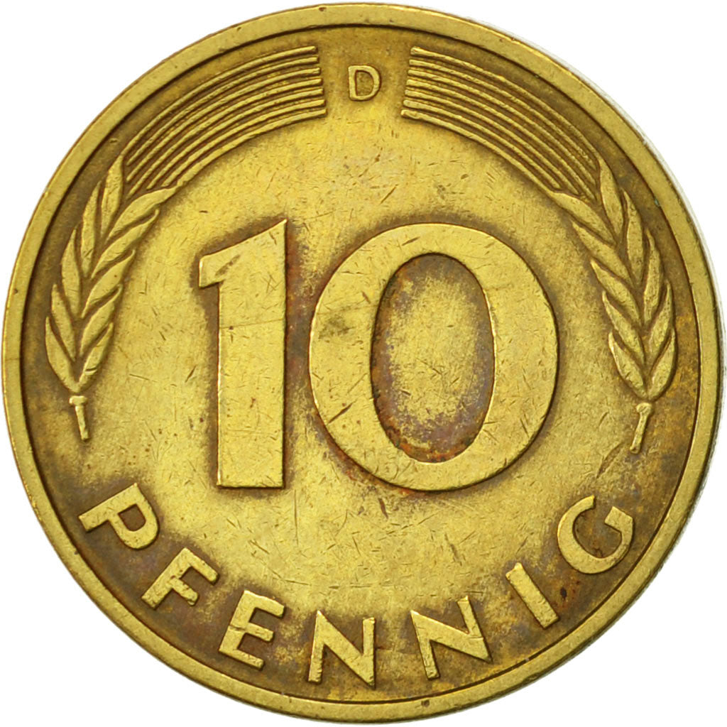 Coin, GERMANY - FEDERAL REPUBLIC, 10 Pfennig, 1995, Munich, AU(50-53), Brass