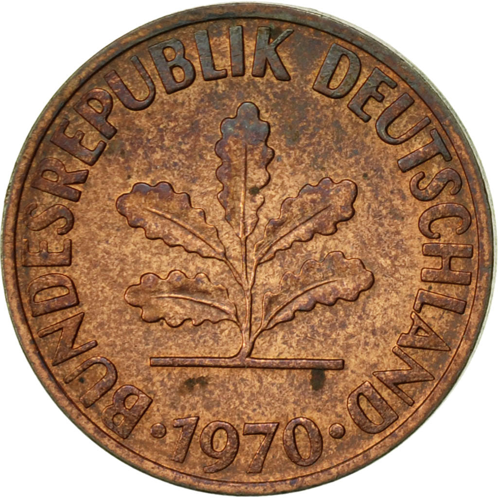 Coin, GERMANY - FEDERAL REPUBLIC, 2 Pfennig, 1970, Munich, EF(40-45), Copper