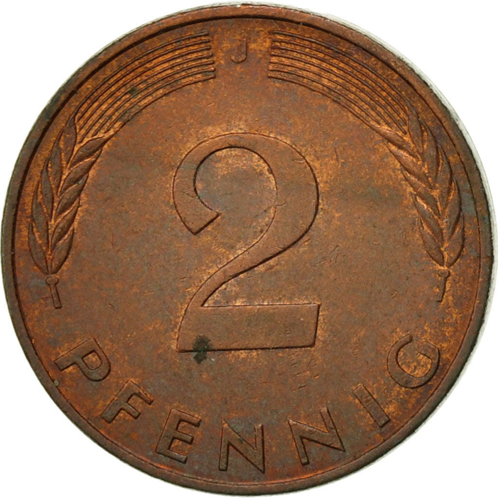 Coin, GERMANY - FEDERAL REPUBLIC, 2 Pfennig, 1992, Hambourg, EF(40-45), Copper