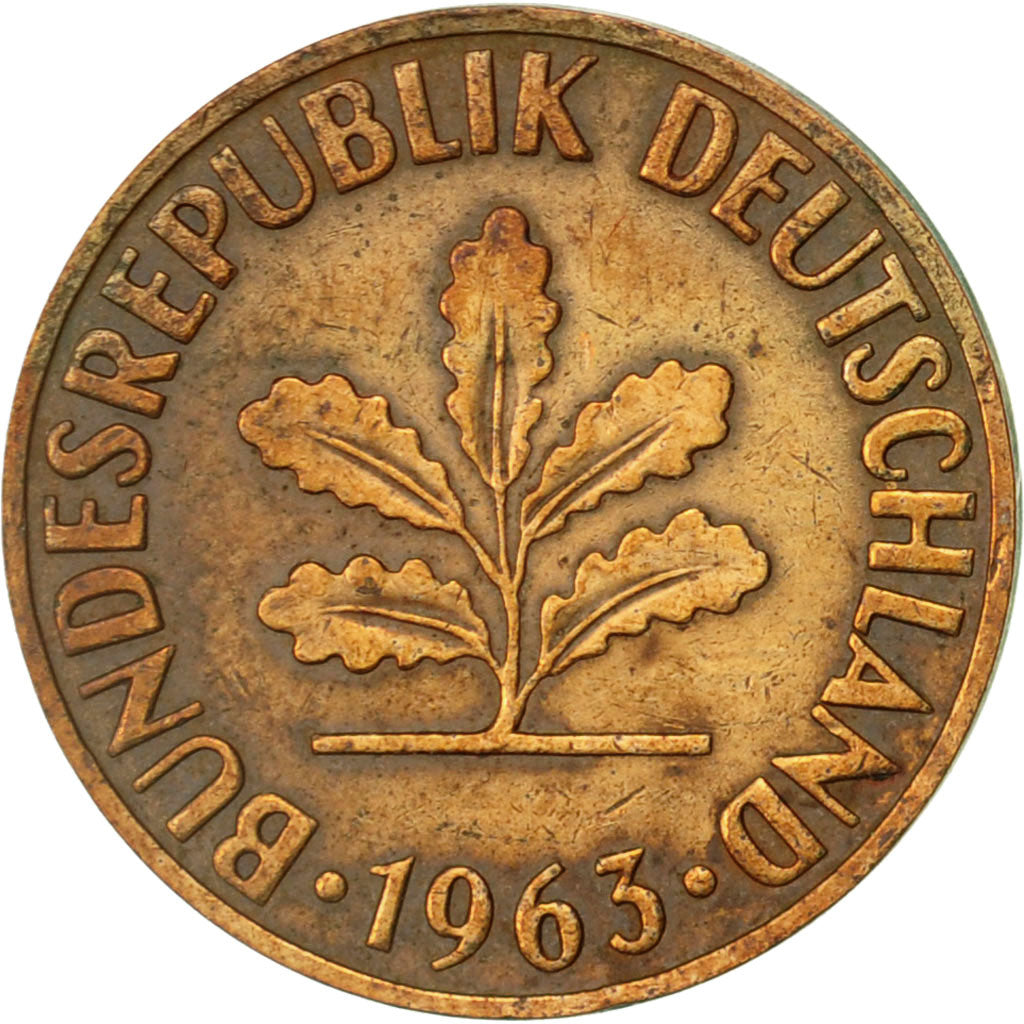 Moneta, GERMANIA - REPUBBLICA FEDERALE, 2 Pfennig, 1963, Munich, BB, Bronzo