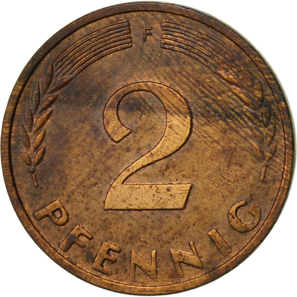 Coin, GERMANY - FEDERAL REPUBLIC, 2 Pfennig, 1967, Stuttgart, EF(40-45), Bronze
