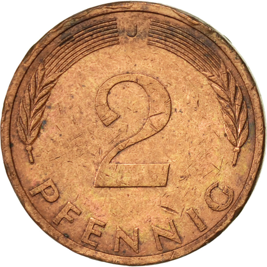 Munten, Federale Duitse Republiek, 2 Pfennig, 1971, Hambourg, ZF+, Copper Plated