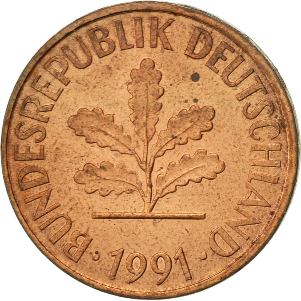Moneta, GERMANIA - REPUBBLICA FEDERALE, 2 Pfennig, 1991, Stuttgart, BB+, Acciaio