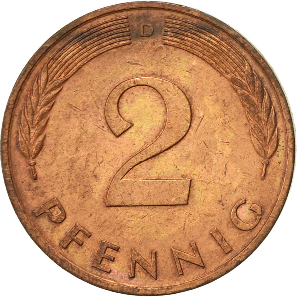 Monnaie, République fédérale allemande, 2 Pfennig, 1988, Munich, TTB+, Copper