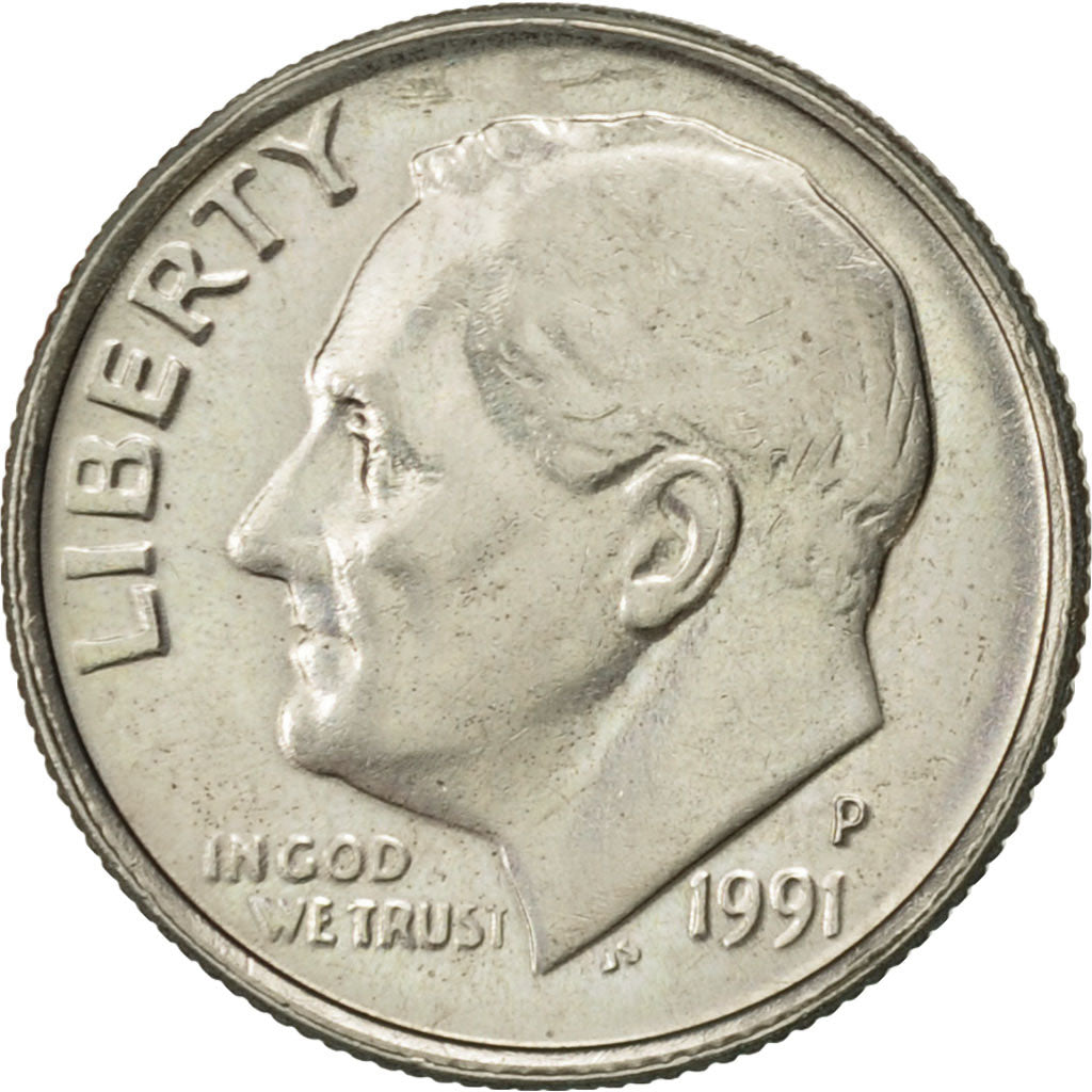 Coin, United States, Roosevelt Dime, Dime, 1991, U.S. Mint, Philadelphia