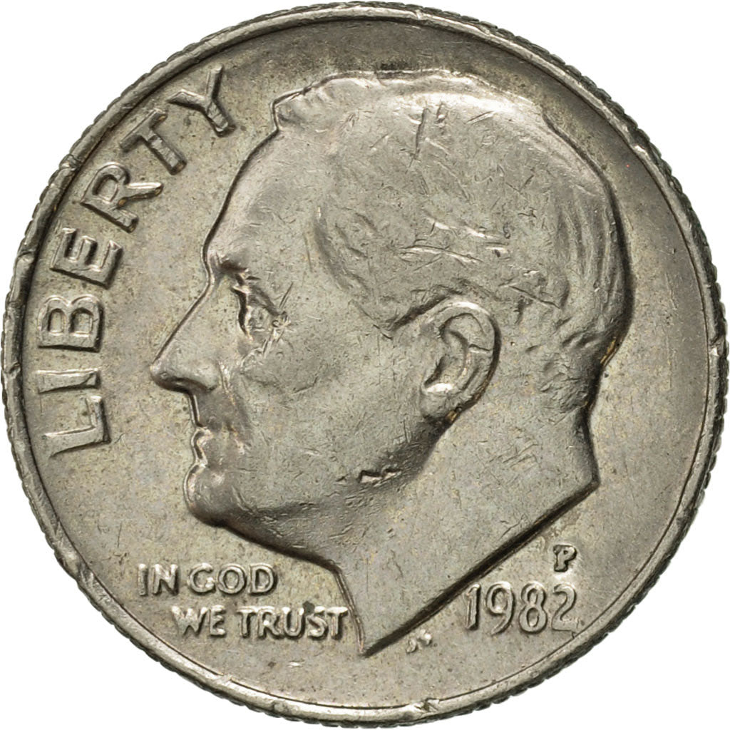 Coin, United States, Roosevelt Dime, Dime, 1982, U.S. Mint, Philadelphia