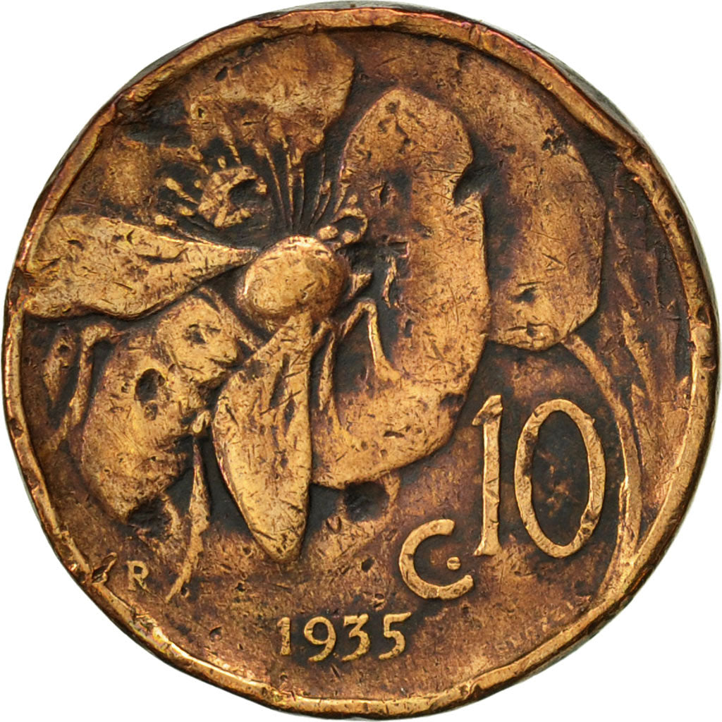 Coin, Italy, Vittorio Emanuele III, 10 Centesimi, 1935, Rome, F(12-15), Bronze