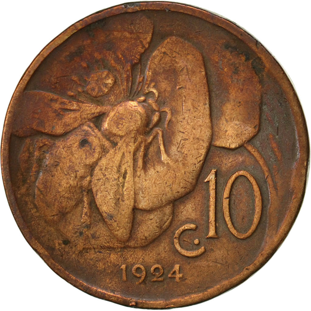 Moneta, Italia, Vittorio Emanuele III, 10 Centesimi, 1924, Rome, BB, Bronzo