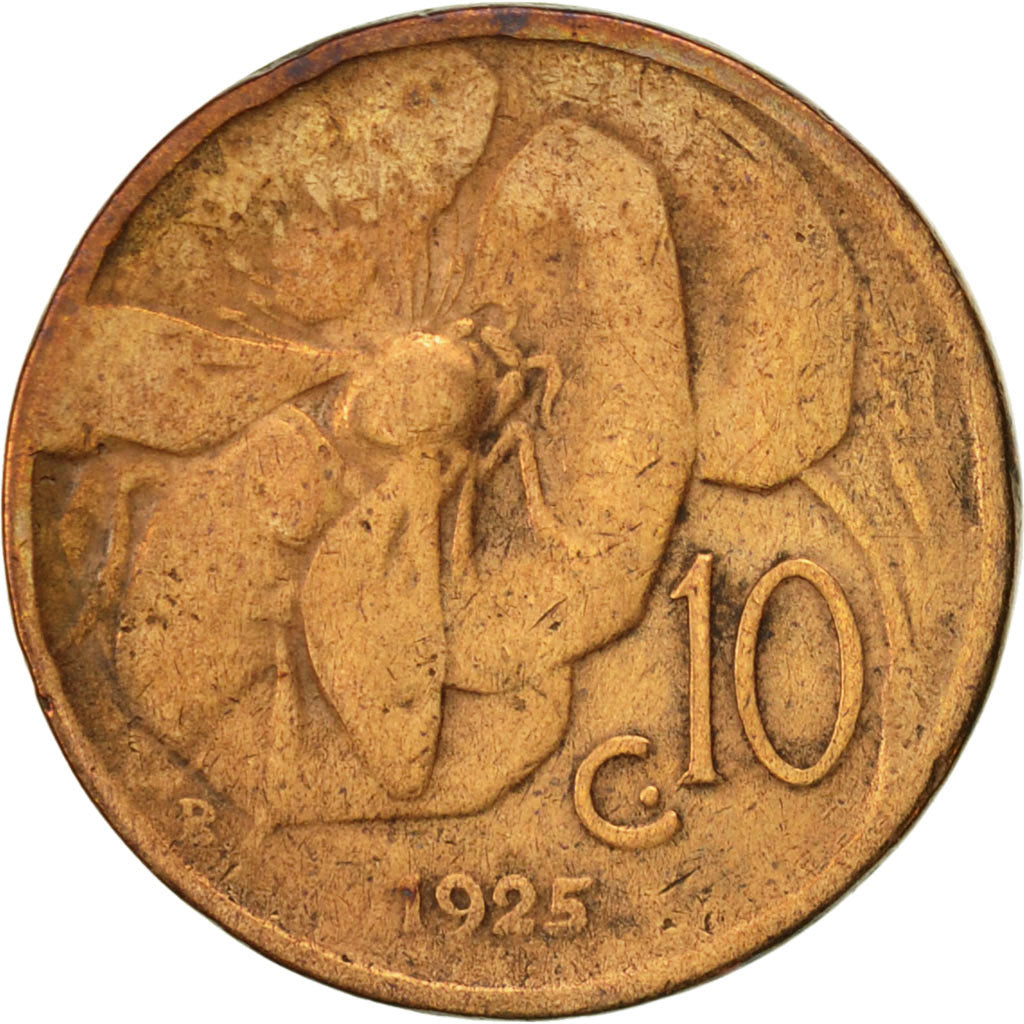 Coin, Italy, Vittorio Emanuele III, 10 Centesimi, 1925, Rome, VF(20-25), Bronze