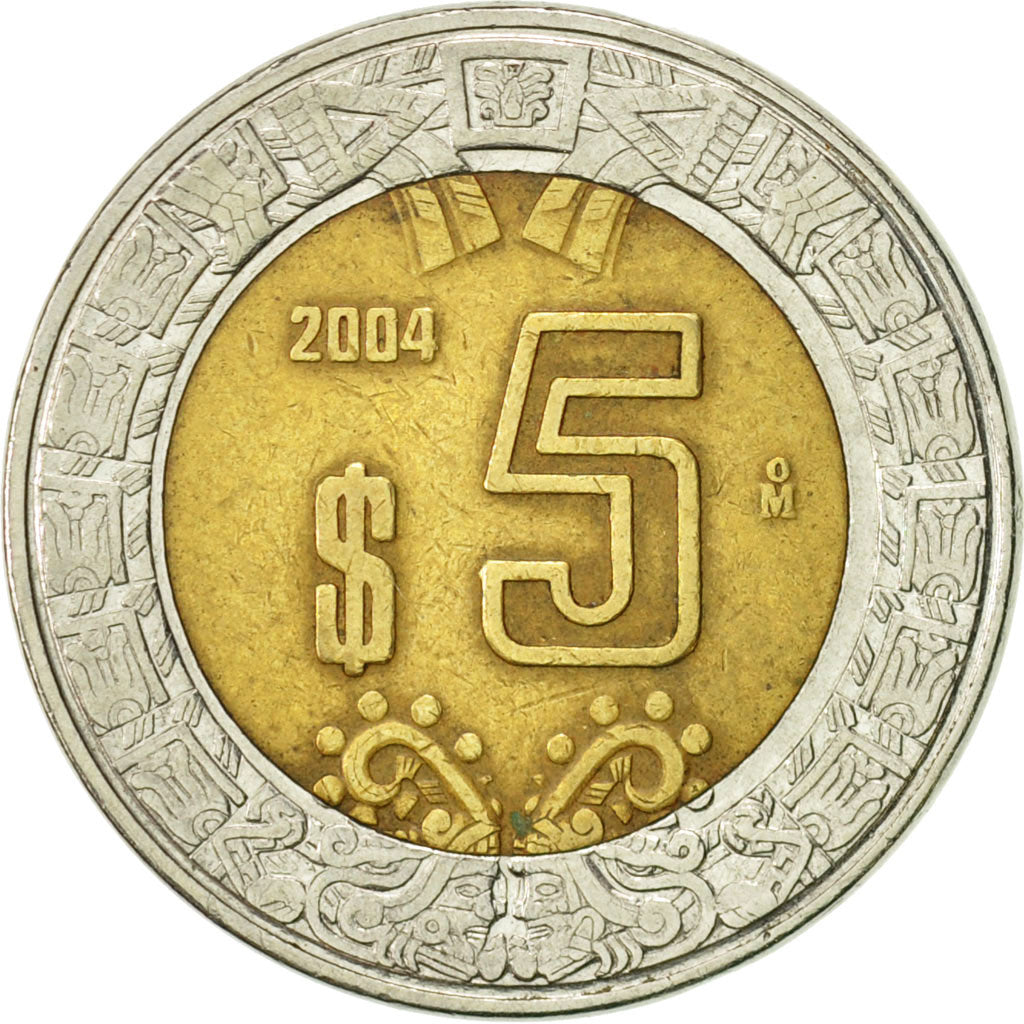 Coin, Mexico, 5 Pesos, 2004, Mexico City, VF(30-35), Bi-Metallic, KM:605
