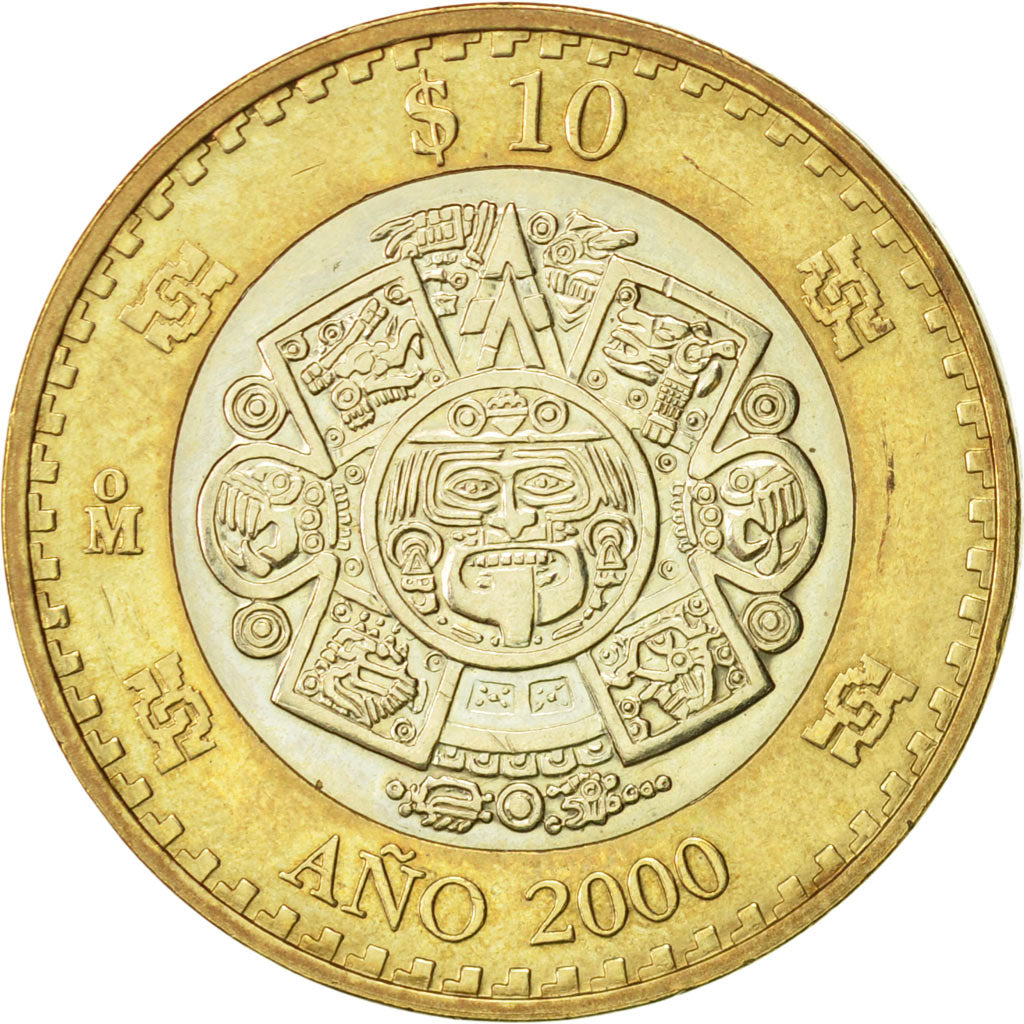 Coin, Mexico, 10 Pesos, 2000, Mexico City, AU(50-53), Bi-Metallic, KM:636