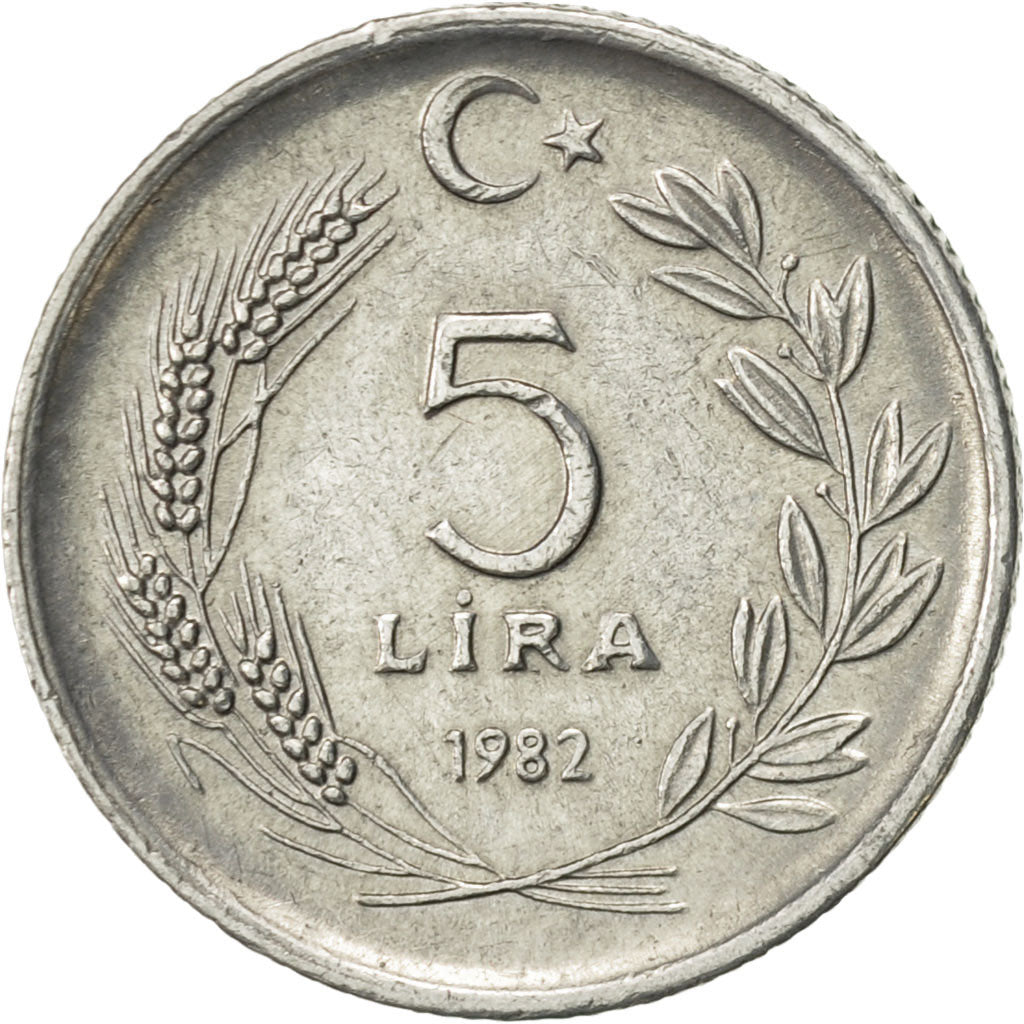 Monnaie, Turquie, 5 Lira, 1982, TTB+, Aluminium, KM:949.1