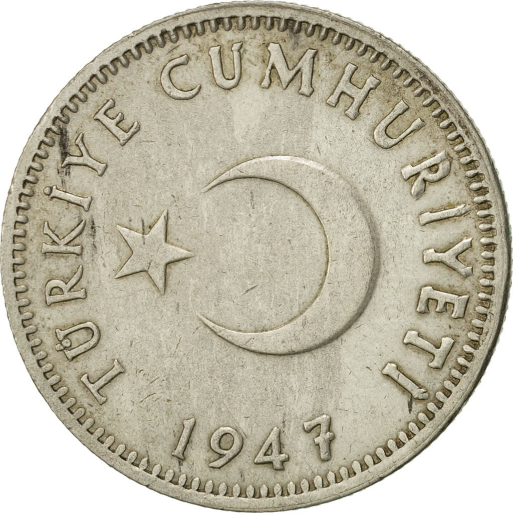 Turkey, Lira, 1947, EF(40-45), Silver, KM:883