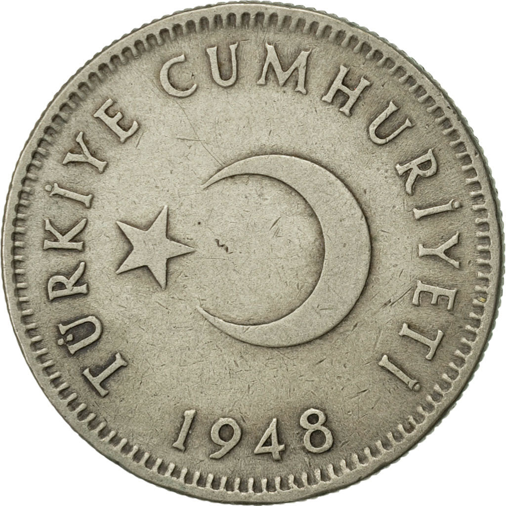Turkey, Lira, 1948, EF(40-45), Silver, KM:883