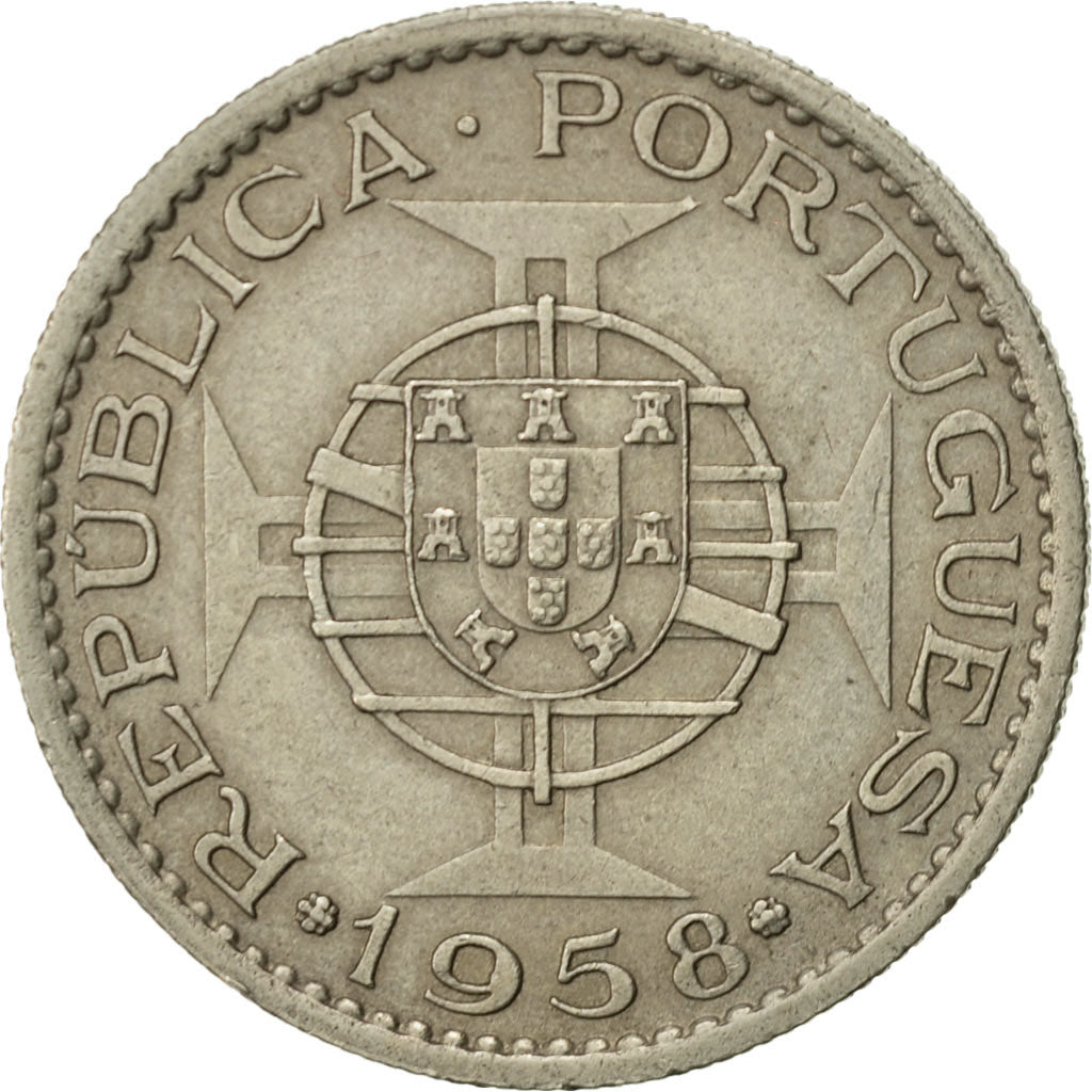 INDIA-PORTUGUESE, 3 Escudos, 1958, EF(40-45), Copper-nickel, KM:34
